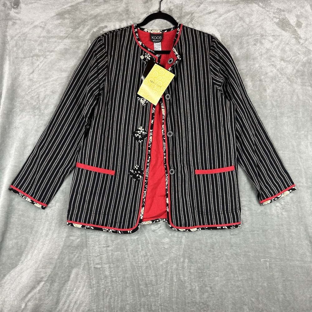 Koos of Course Reversible Blazer Jacket Women's S Black Red Linen Blend NEW